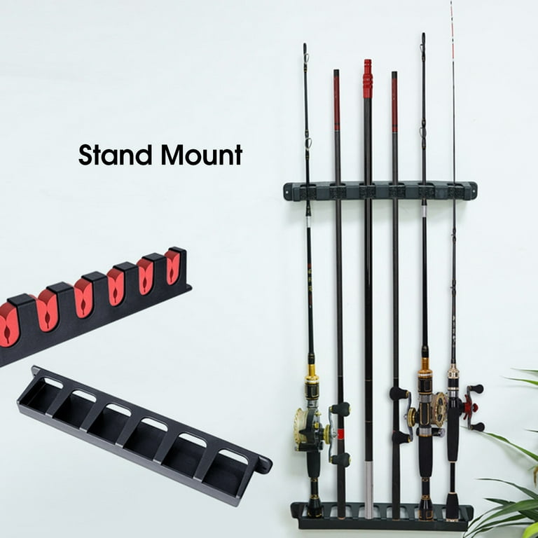 CXDa Fishing Rod Holder High-strength Strong Load Bearing Sturdy 6 Rods ABS  Plastic Wall Mounted Vertical Type Fishing Pole Organizer for Indoor