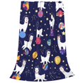 thumbnail image 2 of Fotbe Lama in Space Manta de Franela Acolchonada con Estampado, Súper Suave y Esponjosa, Extra Grande para Sofá, Cama, Uso Todo el Año-60"x50", 2 of 7