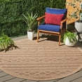 thumbnail image 2 of SAFAVIEH Wicker Juan Geometric Indoor/Outdoor Area Rug, Gray/Brown, 6'7" x 6'7" Round, 2 of 13