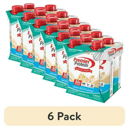 (6 pack) Premier Protein Shake, Cake Batter Delight, 30g Protein, 11 Fl Oz, 4 Ct