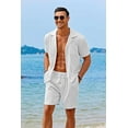thumbnail image 3 of COOFANDY Men's 2 Pieces Shirt Sets Short Sleeve Casual Button Down Hippie T-Shirts Shorts Sets Summer Fashion Beach Outfits, 3 of 6