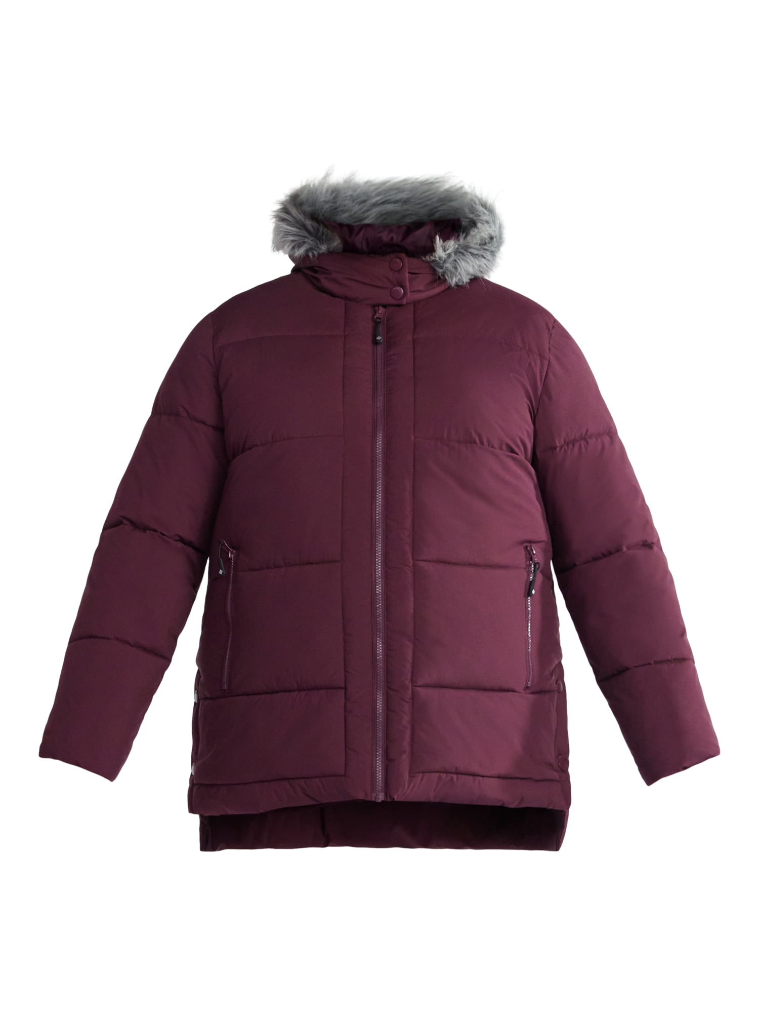 Big Chill Women's Wide Quilted Puffer with Faux Fur Trim Hood, Sizes S-3X