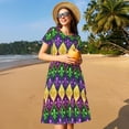 thumbnail image 4 of Disketp Mardi Gras4 para Vestido de Manga Corta para Mujeres, Vestidos de Verano para Mujeres, Casual y Holgado para la Playa, 4 of 6