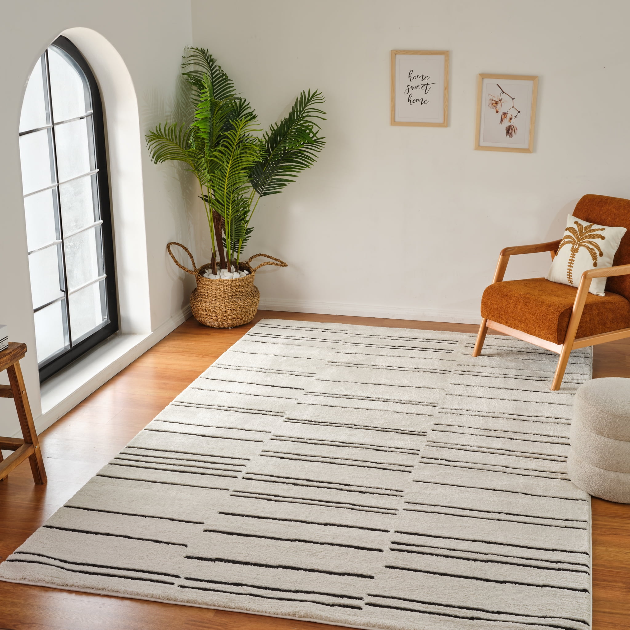 Rug Branch Domus Abstract Indoor Area Rug, Cream Black, Modern - Living Room, Bedroom, Dining Room
