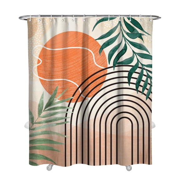 Extra Long Boho Shower Curtain 72x84 Inches - Vintage Floral & Tropical Leaves Pattern, Waterproof Bohemian Bathroom Decor with 12 Hooks, Tribal Rustic Style