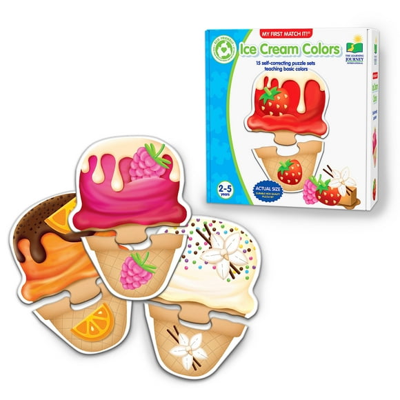 The Learning Journey: Mon Premier Match It - Couleurs Crème Glacée - Casse-Tête Auto-Correcteurs de 15 Pcs - Premiers Jouets d'Apprentissage pour Tout-Petits 2-5 - Jouets Primés