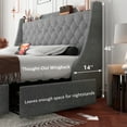 thumbnail image 6 of Virans Queen Bed Frame with 4 Storage Drawers, Upholstered Platform Bed Frame with Type-C & USB Ports, Wingback Storage Headboard,Light Gray, 6 of 8