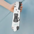 thumbnail image 2 of Hand-Drawn Cat Graphic Tie - Artistic Cat Lover Gift - Wrinkle-Free Satin Necktie for Weddings & Business, 2 of 5