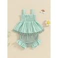 thumbnail image 3 of Caoirhny Baby Girls Shorts Set, Sleeveless Plaid Camisole with Elastic Waist Shorts Summer Outfit, 3 of 9