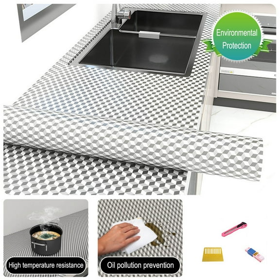 Gnmfd Self-Adhesive Aluminum Foil Kitchen Wall Sticker, Grease-Proof Oil-Proof Backsplash Cover for Countertops, Cabinets, Stove, Easy Clean, Heat Resistant, Kitchen Renovation, Home Decor