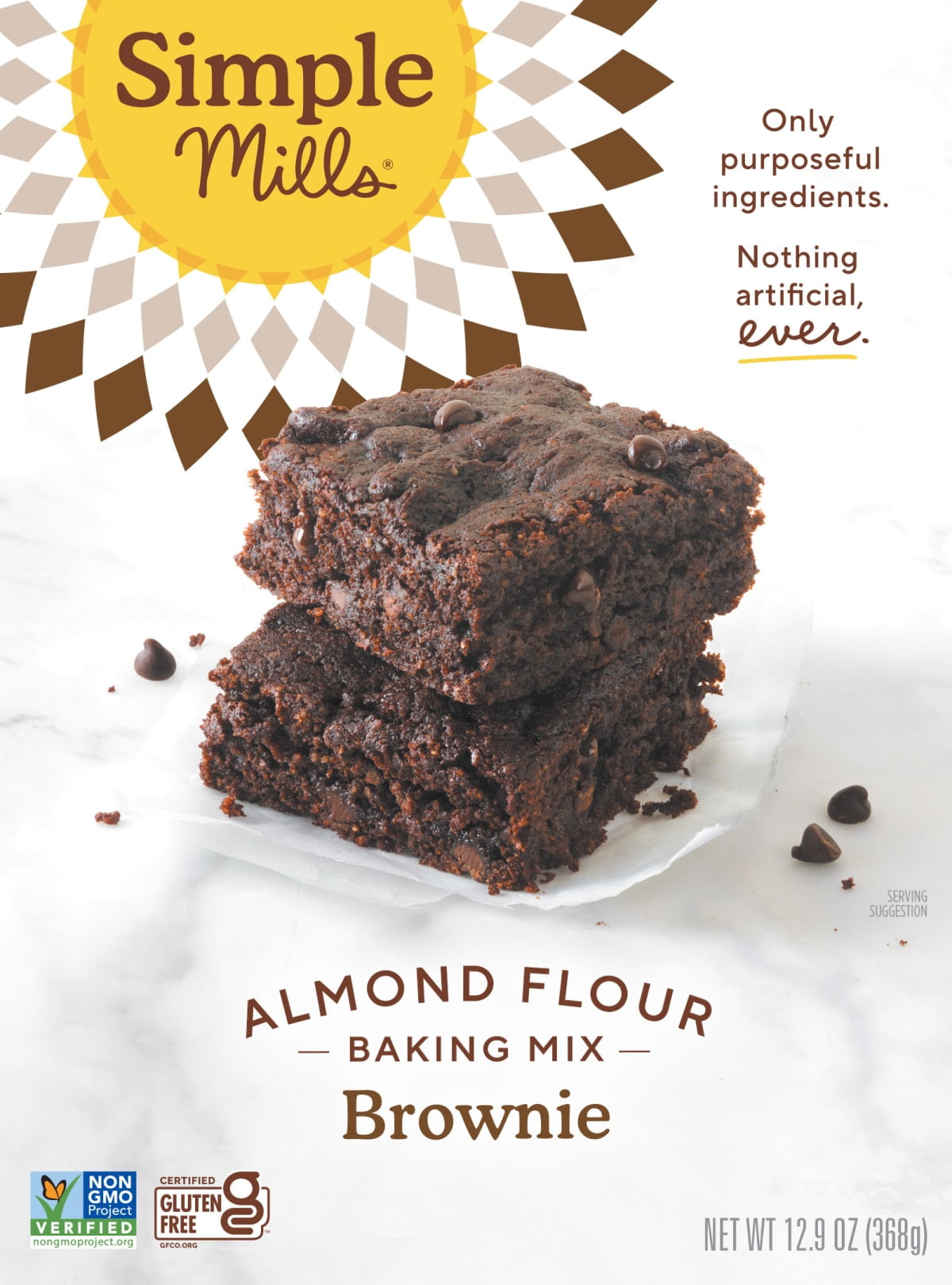 (2 pack) Simple Mills Almond Flour Brownie Mix, Gluten-Free Baking Mix, 12.9 oz Box