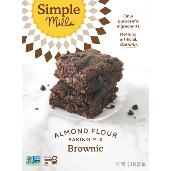 Simple Mills Almond Flour Brownie Mix, Gluten-Free Baking Mix, 12.9 oz Box