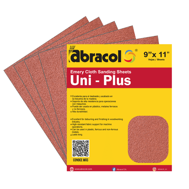 Paq. 50 Lijas Lona Roja Abracol J-85H #100 DE 9' X11'