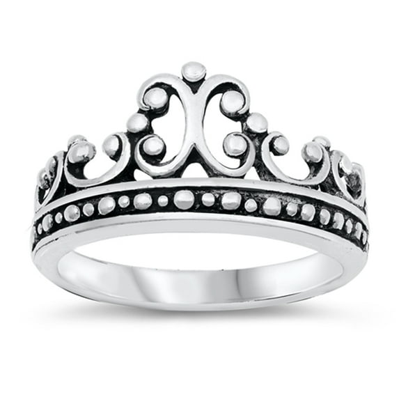 Fashion Filigree Swirl Crown Ring .925 Sterling Silver Band Jewelry Female Male Unisex Size 8