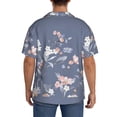 thumbnail image 5 of Naloa Watercolor Flowers Butterfly Men's Loose Fit Cuban Collar Short-Sleeve Shirt with Button-down and Chest Pocket for Everyday Wear Outings - Small, 5 of 7