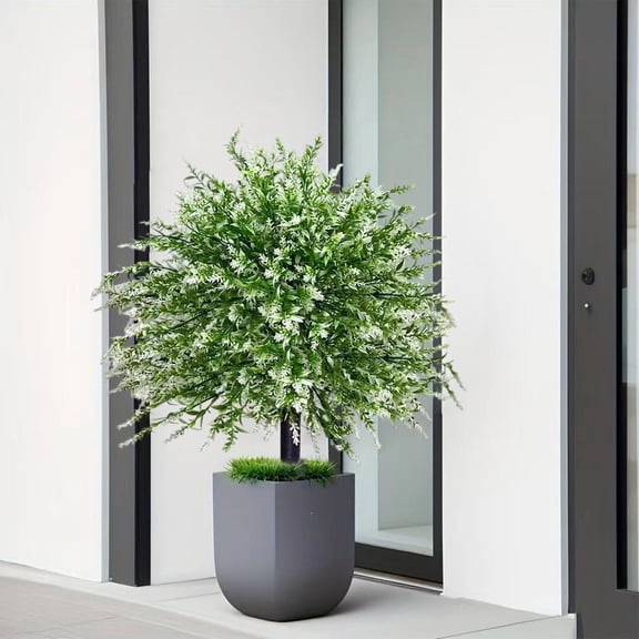 Eolstice Artificial Fake Flowers Bundles For Outdoor Outside Decor, Faux Plants Silk Realistic Plastic Look, Porch Garden Patio Decoration For Home Landscape Enhancement