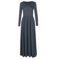 thumbnail image 5 of Rejlun Ladies Maxi Dresses Crew Neck Dress Solid Color Swing Sexy Holiday Dark Gray XL, 5 of 6