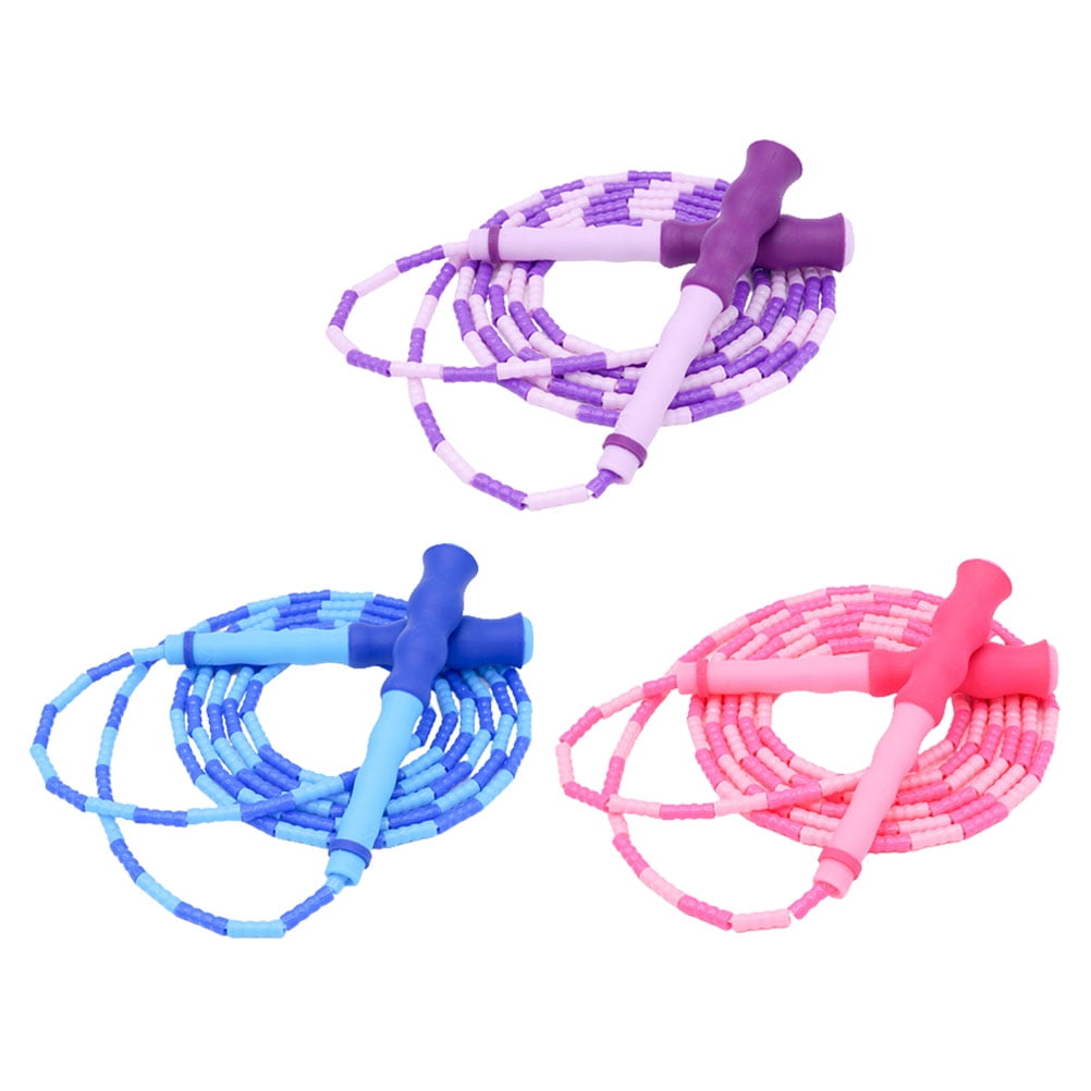 3Pcs Long Jump Ropes Beaded Skipping Ropes Adjustable Skipping Ropes