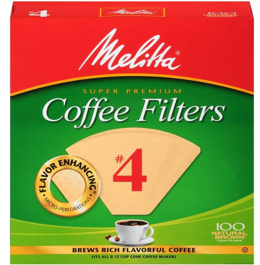 Natural Brown #4 Pack of 3 100 Count Melitta Cone Coffee Filters