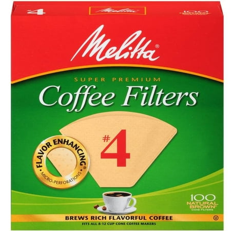 (6 Pack) Melitta #4 Natural Brown Cone Coffee Filters, 100 Ct