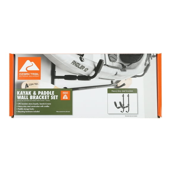 Ozark Trail Kayak Heavy-Duty Storage Wall Mount Hanger - 100lb Capacity, 2-Pack