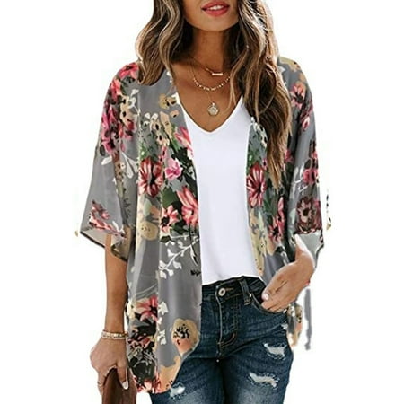 Thinsony Women Tops Flower Hot Weather Open Front Clothes Travel
