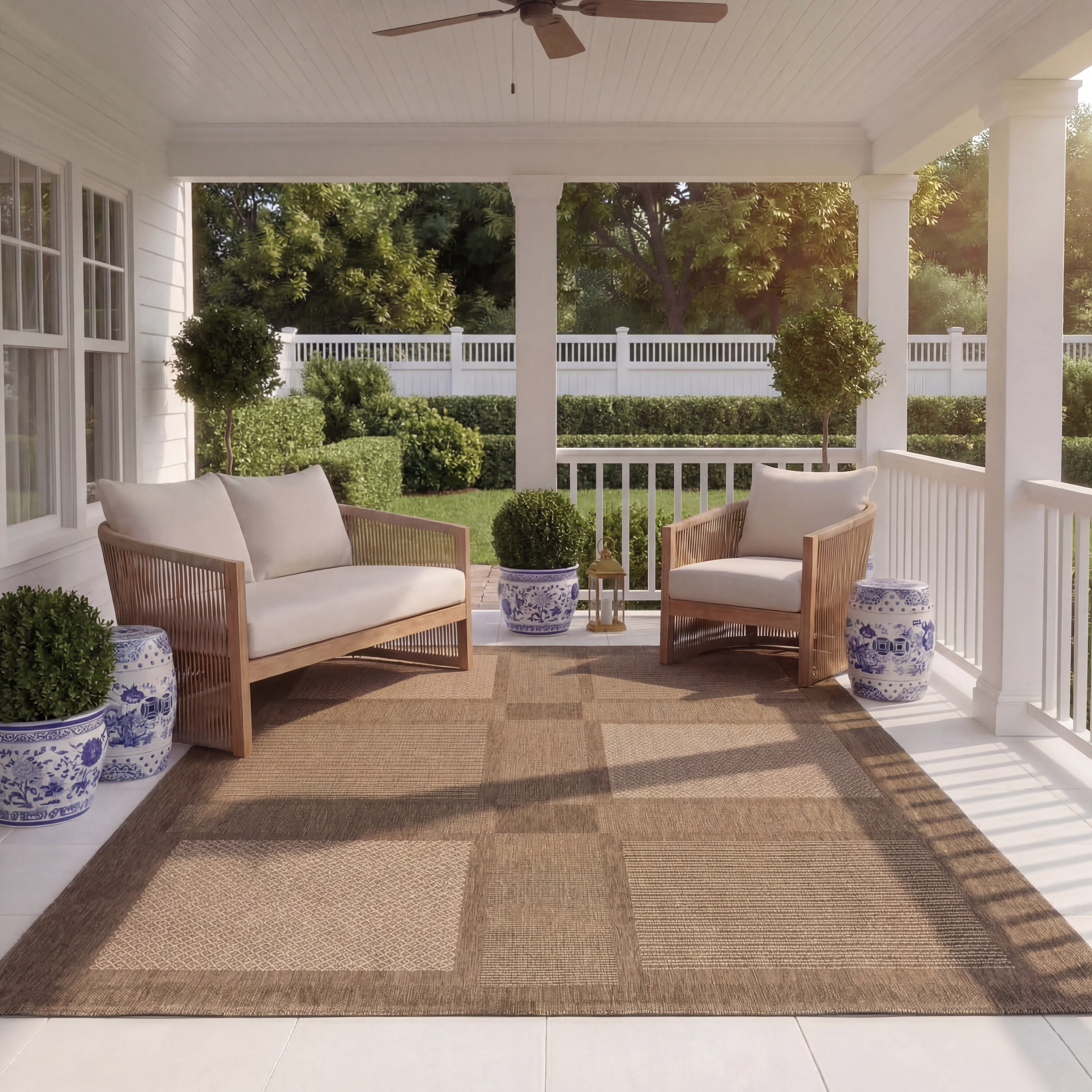 Safavieh Courtyard Eileen Geometric Indoor/Outdoor Area Rug, Brown/Natural, 8' x 11'