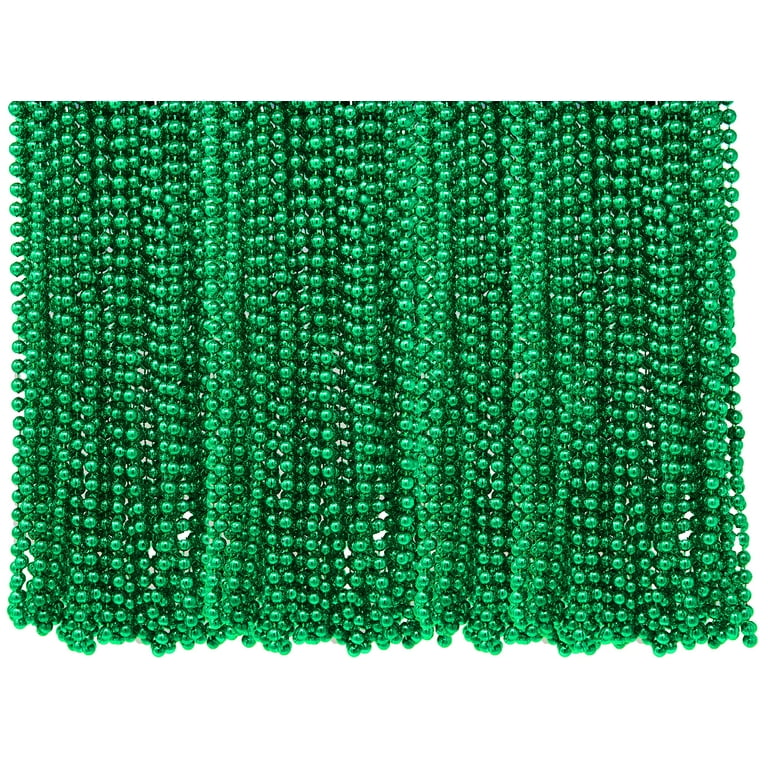 Green Bead Assorted Sizes Plastic Party Necklaces Pack - (Pack Of 100) -  Fun & Vibrant Accessory For Celebrations & Events