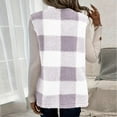 thumbnail image 6 of Fuzzy Fleece Plaid Jacket Vests for Women with Pockets Sleeveless Open Front Sweater Cardigan Lightweight Coat (L, Purple), 6 of 7