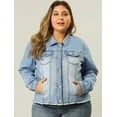 thumbnail image 2 of ChaqueDe MezclilDeshilachaCon Frente Lavado Clásico PaMujer De TalGrande Azul claro 4X, 2 of 6