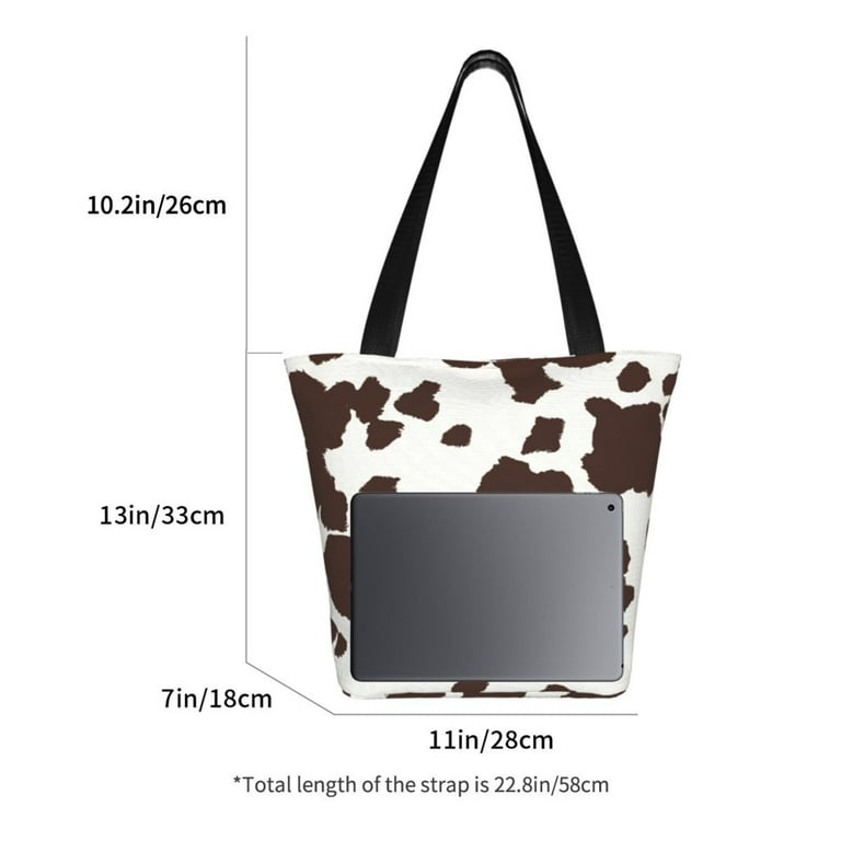Horeoi Brown Cow Print Shoulder Bag for Women Large Capacity