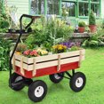 thumbnail image 4 of Gymax Chariot de Jardin Extérieur pour Enfants avec Rampe en Bois Rouge 330lbs, 4 of 10