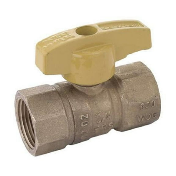 BrassCraft PSBV503-8 Gas Ball Valve, 1/2 in Connection, FIP, 5 psi Pressure, Brass Body