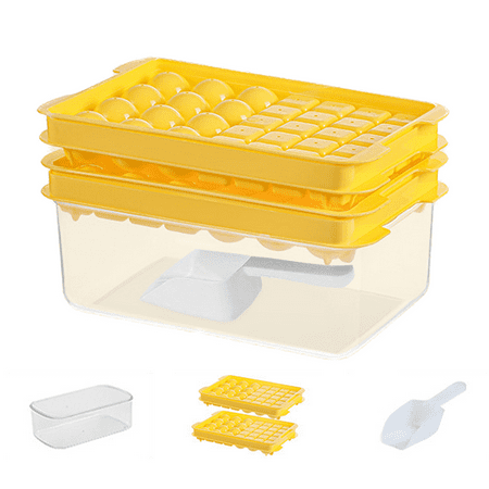 

Round Ice Cube Trays Circle Ice Cube Tray Making Sphere Ice Chilling Cocktail Whiskey Tea & Coffee Light Yellow