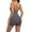 Dark Gray, variant on Women's Casual Solid Color Tight Yoga Suspender Bodysuit Dance Running Fitness Sports Body Clothing Yoga Romper Women Lace Panel Jumpsuit Pocket Design Plain Short Sleeve Jumpsuit