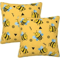 Bee Pillow Covers 18x18 Set of 2, Bee Kind Decorative Throw Pillow Covers Farmhouse Cute Yellow Bees Cushion Pillow Cases for Sofa Couch Decor