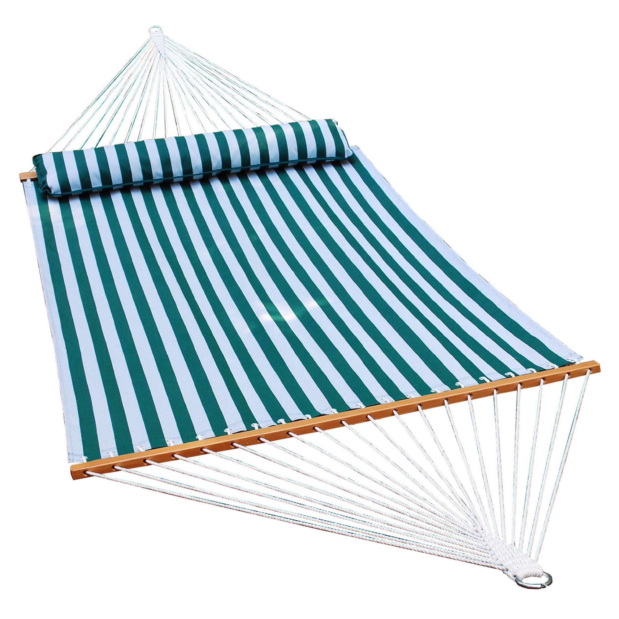 13' Quick Dry Hammock with Large Pillow - Green/White Stripe