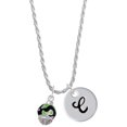 thumbnail image 1 of Delight Jewelry Silvertone Wide Lime Green Cheetah Print Band Spinner Silvertone Script Initial Disc - C - Charm Necklace, 20"+3", 1 of 4