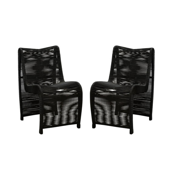 Boraam Lorenzo Black Rope Outdoor Patio Chairs, Set of 2