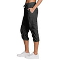 thumbnail image 6 of Womens Capri Cargo Pants Elastic Waist Cinch Bottom Stretch Cargo Pants Adjustable Drawstring Quick Dry Pull on Cropped Pants with Pockets Black XL, 6 of 7