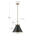 thumbnail image 4 of Novogratz x Globe Electric 1-Light Matte Brass Pendant Light Matte Black Shade, 4 of 9