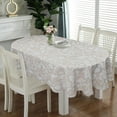 thumbnail image 2 of Oval Tablecloth 60 x 84 Inch Beige, Vintage Floral Tablecloth for Oval Table, Fabric Wrinkle Free Washable Waterproof Retro Tablecloth Oval Table Cloth for Kitchen Dining Room Table, 2 of 6
