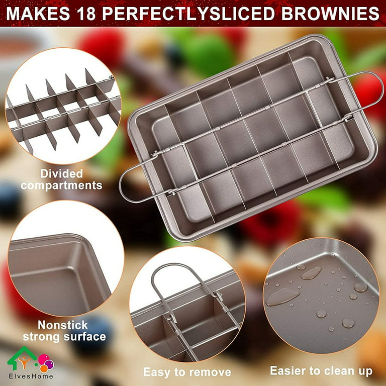 1pc Non-Stick Brownie Pan with Built-in Slicer - Perfect for Baking,  Slicing, and Serving Brownies, Cakes, Fudges, and Chocolate