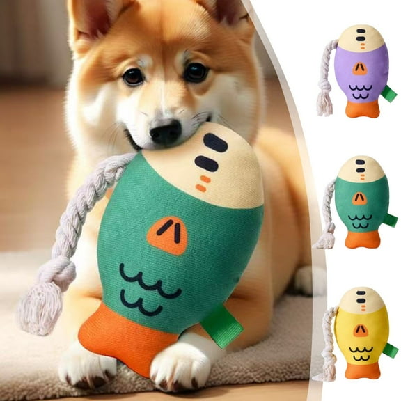 syligr Squeaky Dog Toys Plush Chew Toys for Small Dogs, Fish Shaped Interactive Puppy Toys with Funny Squeaker for Boredom Relief, Dog Teething Toys, Anxiety Relief Toys for Dogs