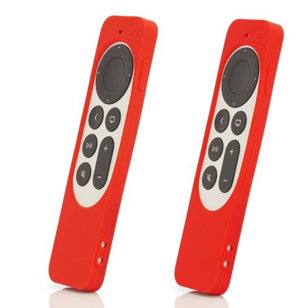 Siri Remote Control Silicone Case Set for 4K TV Series 6 - Red Lanyard