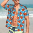 thumbnail image 5 of Lsque Cartoon Watermelon pattern Hawaiian Shirt for Men, Unisex Summer Beach Casual Short Sleeve Button Down Shirts-Medium, 5 of 9