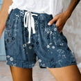 thumbnail image 2 of vigerkar 2025 Summer Casual Shorts for Women Drawstring Elastic Waist Wide Leg Shorts Flowy Lounge Beach Shorts with Pockets Dark Blue, XXL, 2 of 4