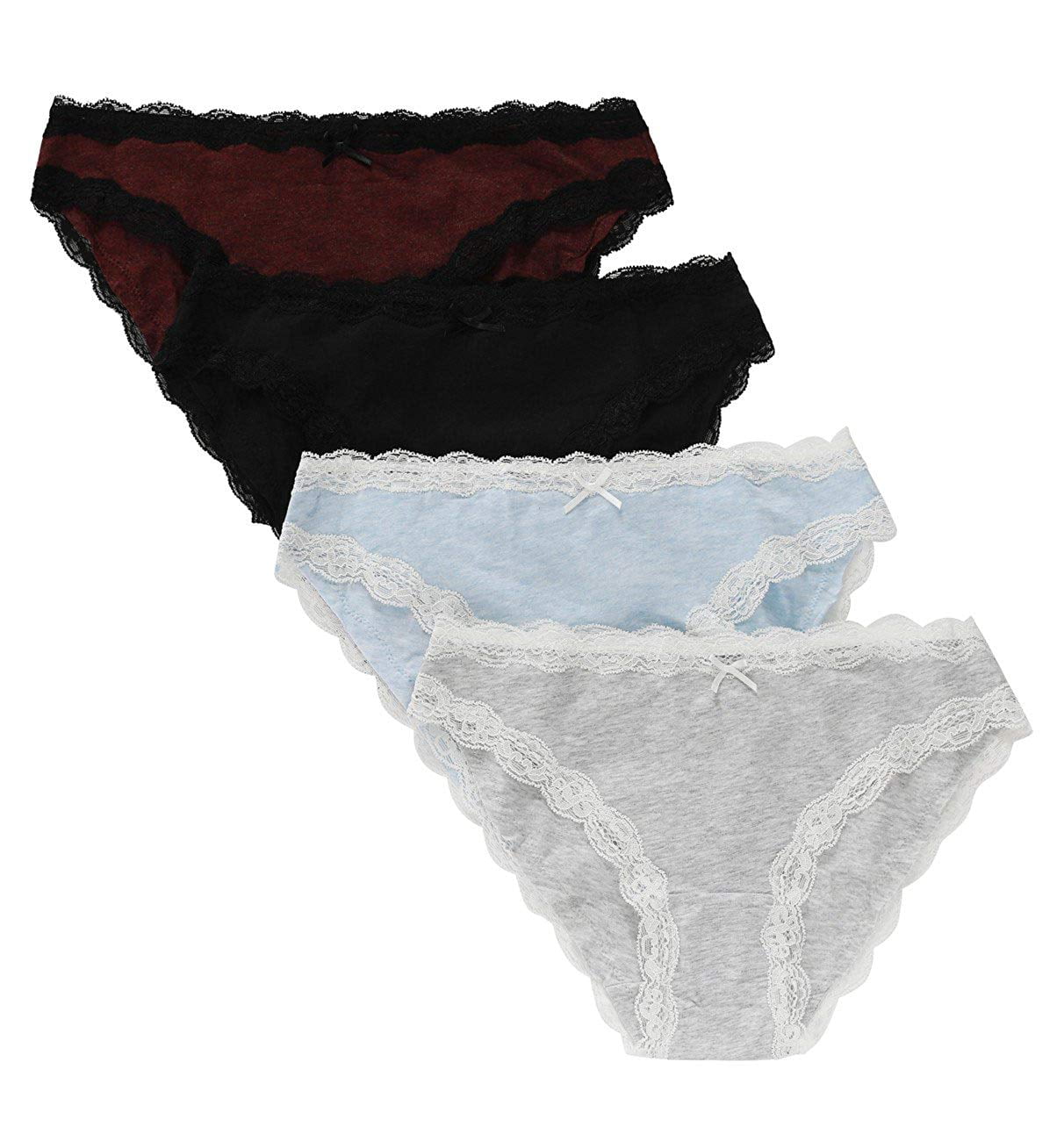 Seamless Briefs Cotton Women Underwear Lace Trim Panties 4 Colors Size L 