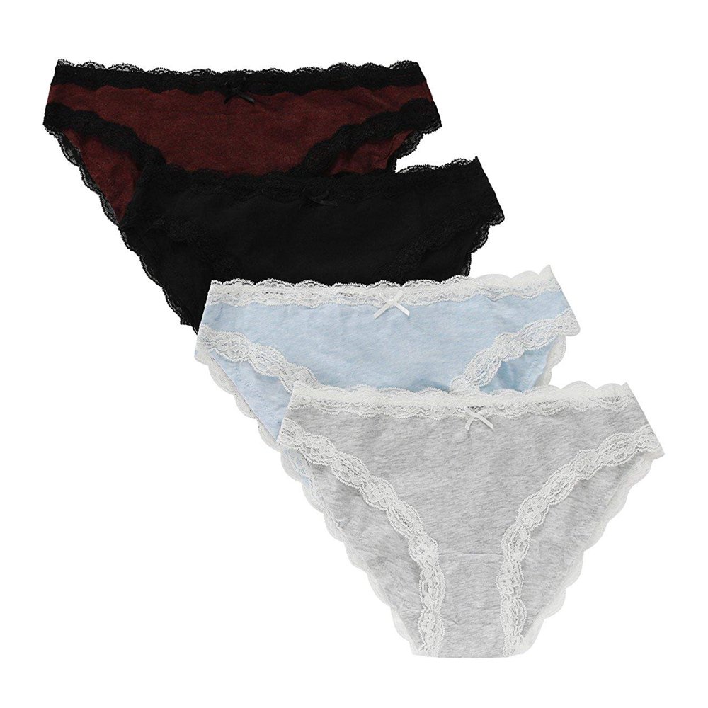 Charmo - Charmo Women's Cotton Nylon Panties Lace Trim Hipster Briefs ...