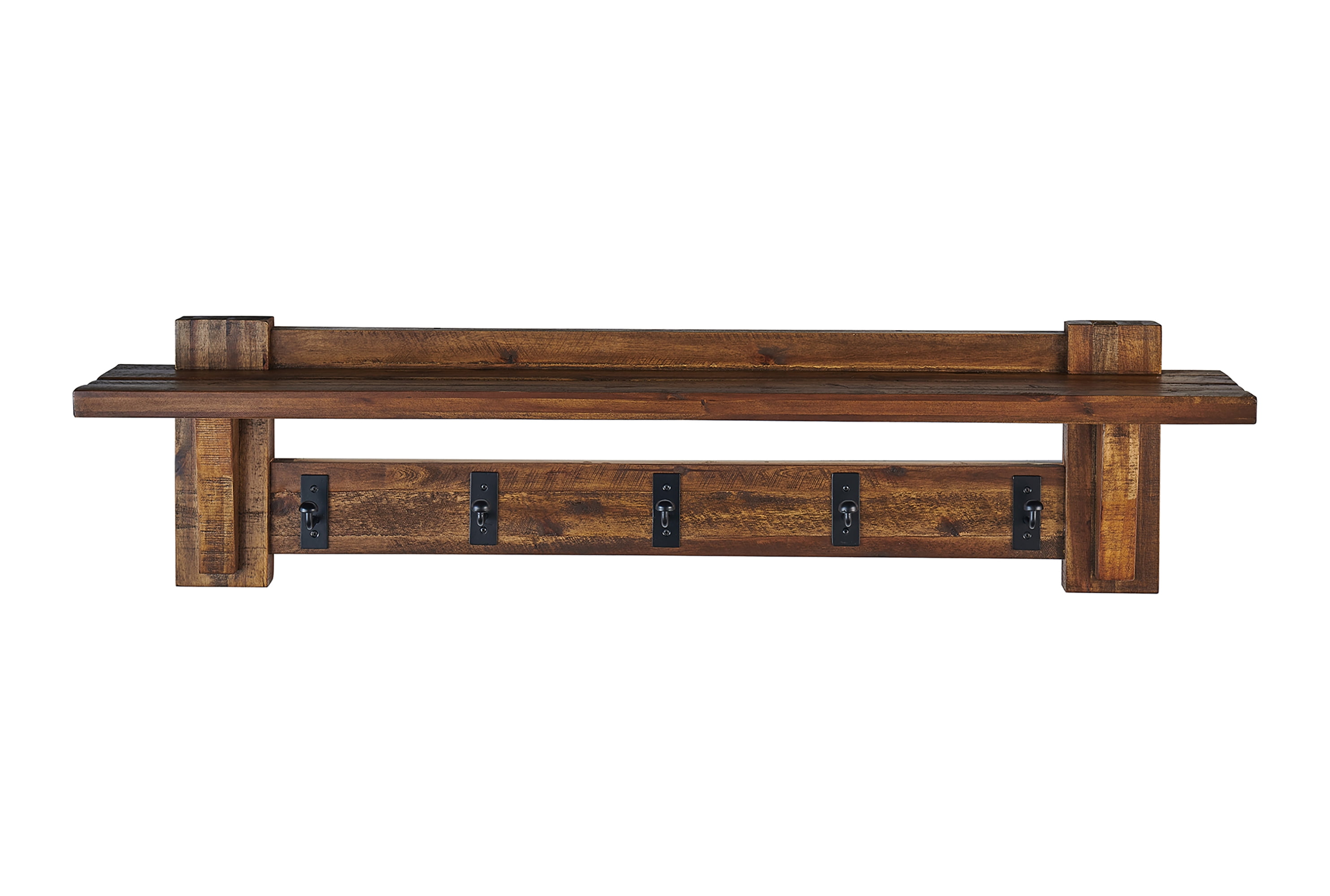 Alaterre Furniture Durango 60" Industrial Acacia Wood Coat Hook Shelf and Bench Set
